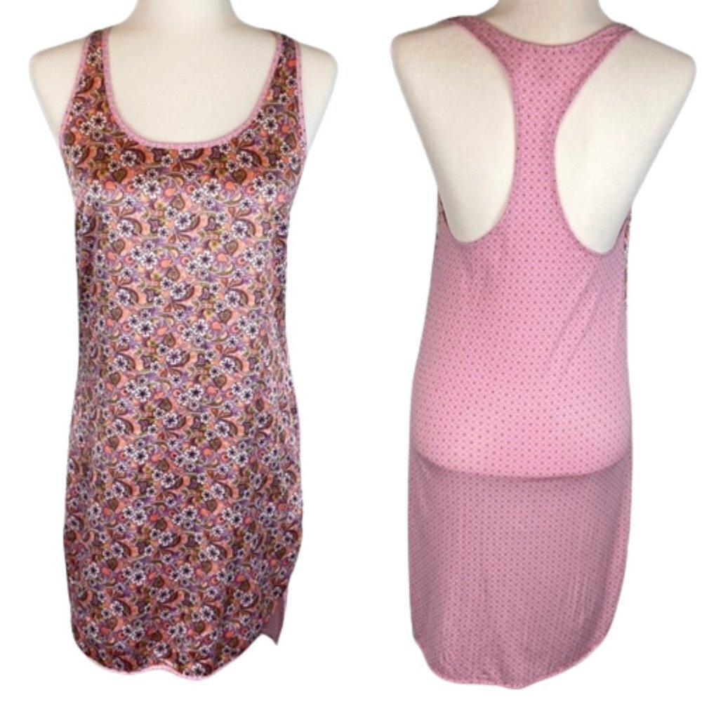Victoria’s Secret Floral Sleepwear Tunic Racerback Pink Orange Silky Size S